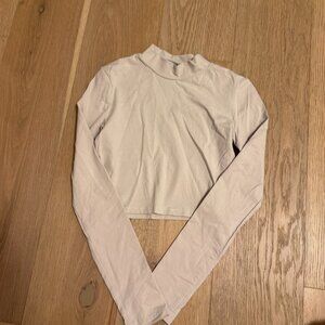 Zara Mock Neck Cream Top